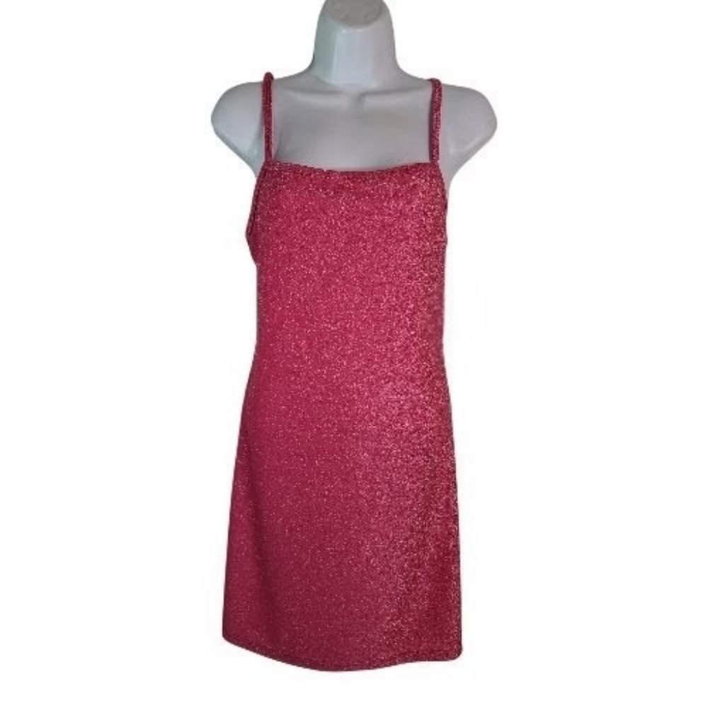 Pink Glittery Midi Dress L